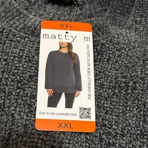 Matty M Charcoal Chenille Crewneck Sweater